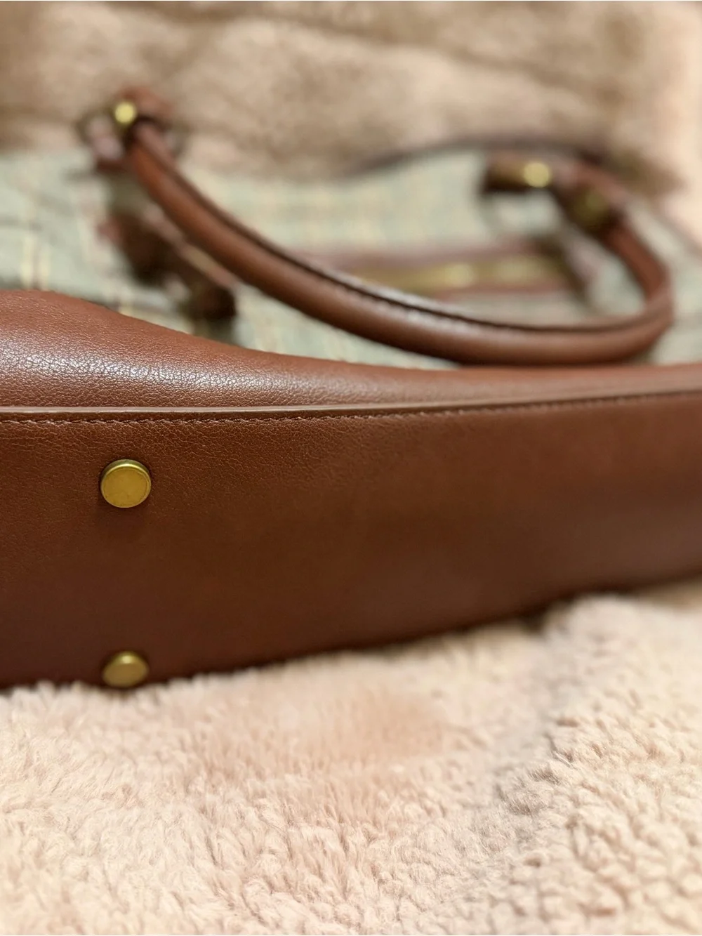 Frye & Co Brown Plaid Satchel Crossbody Bag Tweed Shoulder Purse